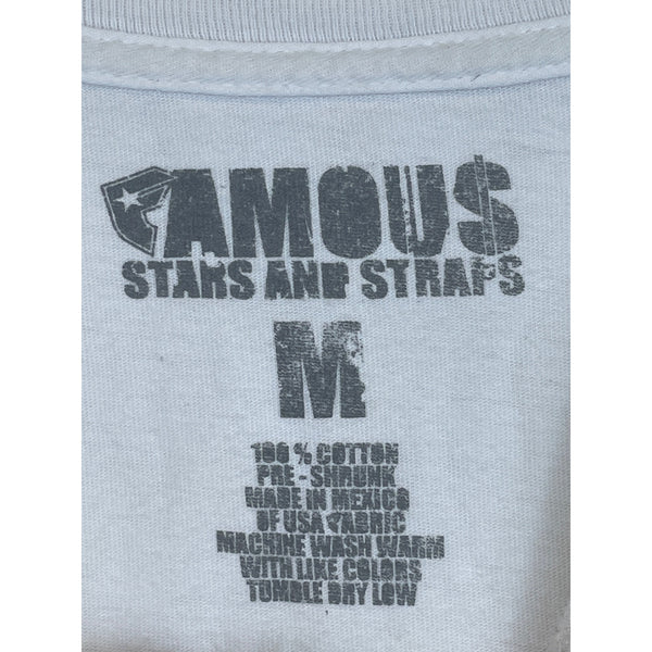 Famous Stars And Straps Mens White Graphic Skull T-Shirt Medium 100% Cotton