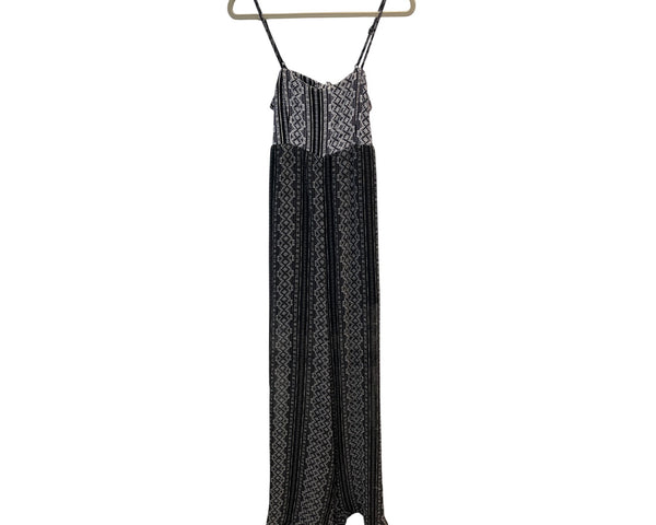 BCBGeneration Womens Black & White Printed Maxi jumpsuit Sz S - New