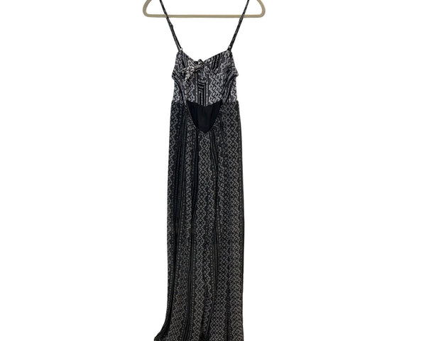 BCBGeneration Womens Black & White Printed Maxi jumpsuit Sz S - New