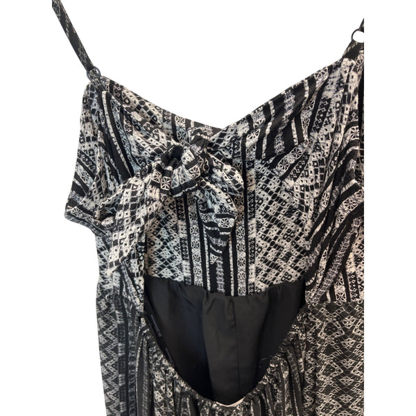 BCBGeneration Womens Black & White Printed Maxi jumpsuit Sz S - New