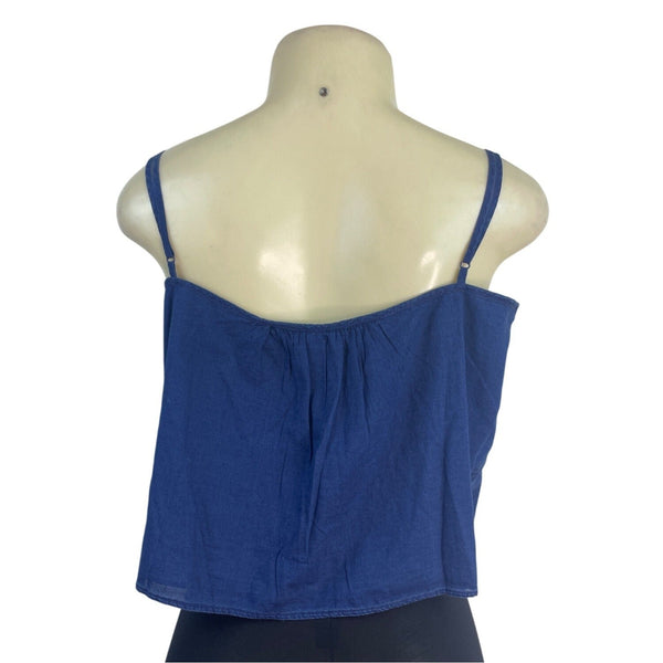 American Eagle Blue Button-Front Sleeveless Top With Adjustable Straps Size M