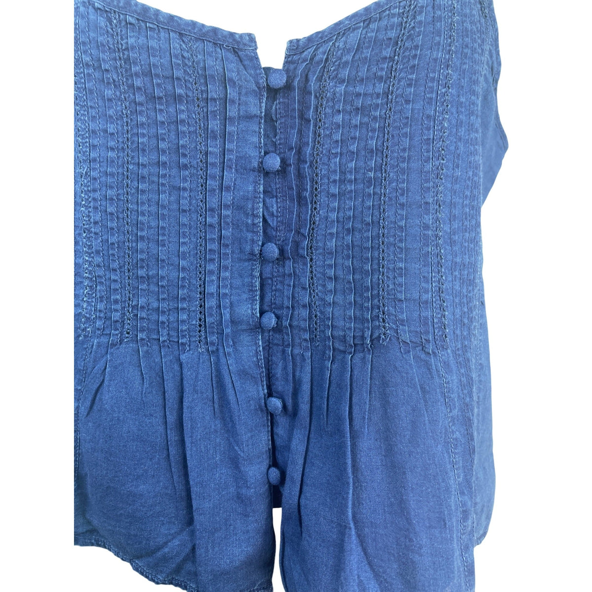 American Eagle Blue Button-Front Sleeveless Top With Adjustable Straps Size M