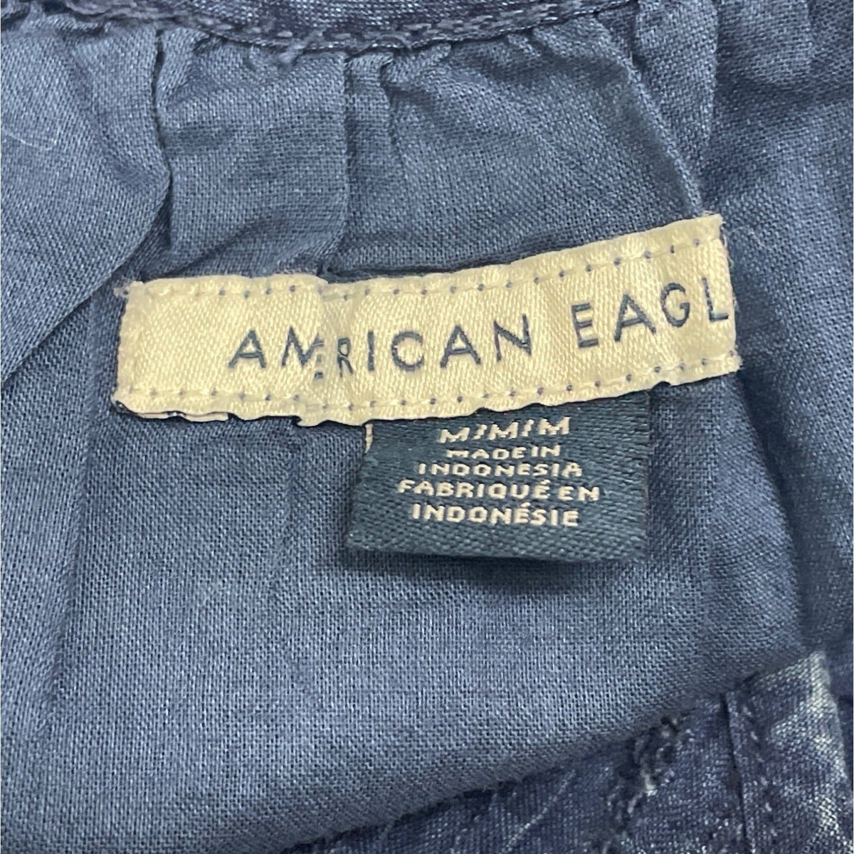 American Eagle Blue Button-Front Sleeveless Top With Adjustable Straps Size M