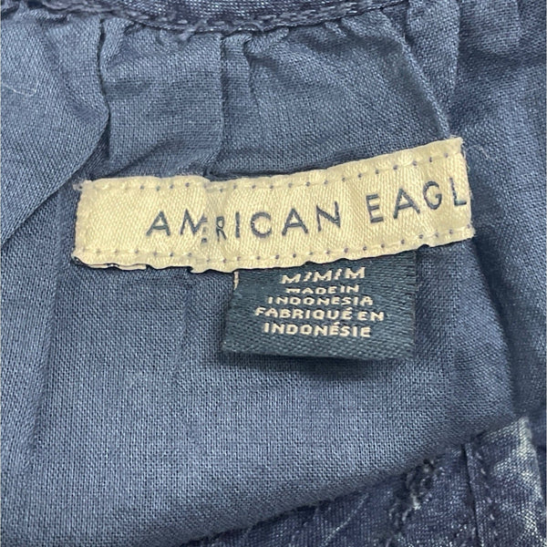 American Eagle Blue Button-Front Sleeveless Top With Adjustable Straps Size M