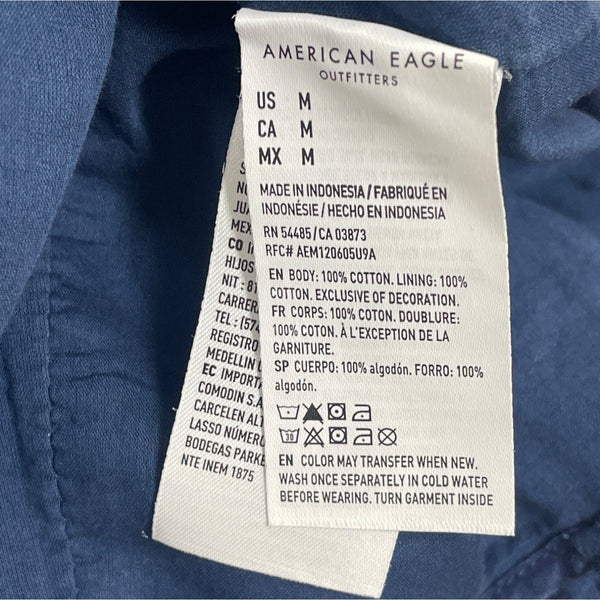 American Eagle Blue Button-Front Sleeveless Top With Adjustable Straps Size M