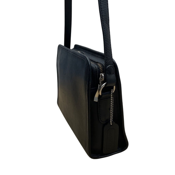 Sportscoach New York Black Leather Crossbody Bag With Zip Closure & Tag Sz M