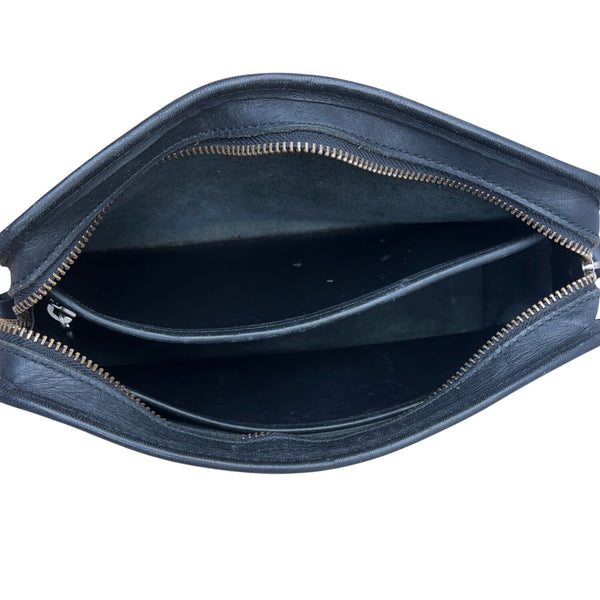 Sportscoach New York Black Leather Crossbody Bag With Zip Closure & Tag Sz M