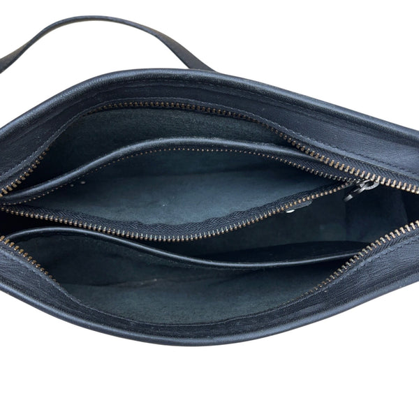 Sportscoach New York Black Leather Crossbody Bag With Zip Closure & Tag Sz M