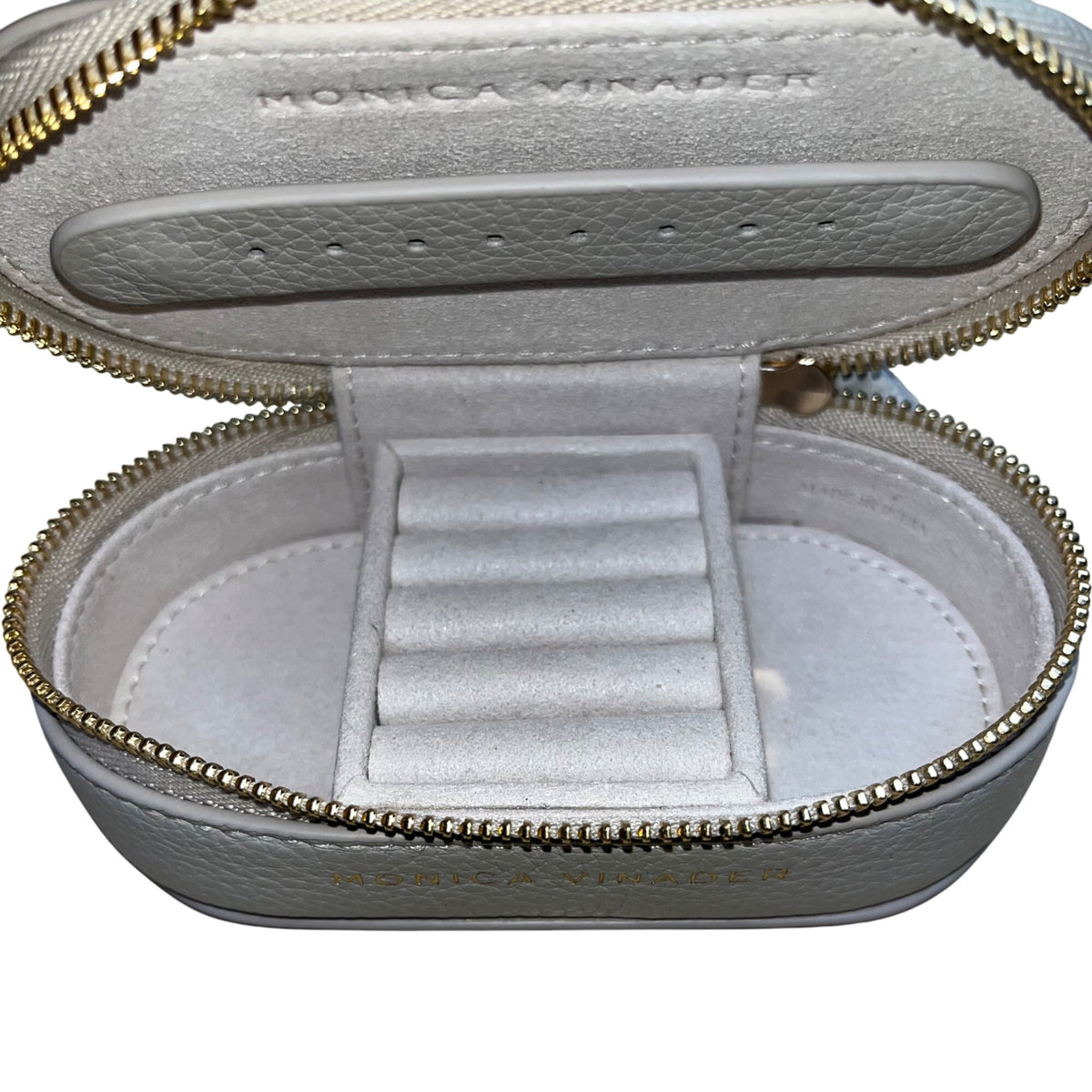 Monica Vinader Women’s Grey Leather Mini Oval Jewelry Box Elegant Organizer