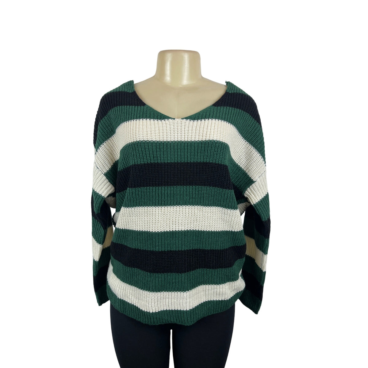 Miracle Women's Green, Beige & Black Knotted Back Pullover Sweatshirt Sz M/L