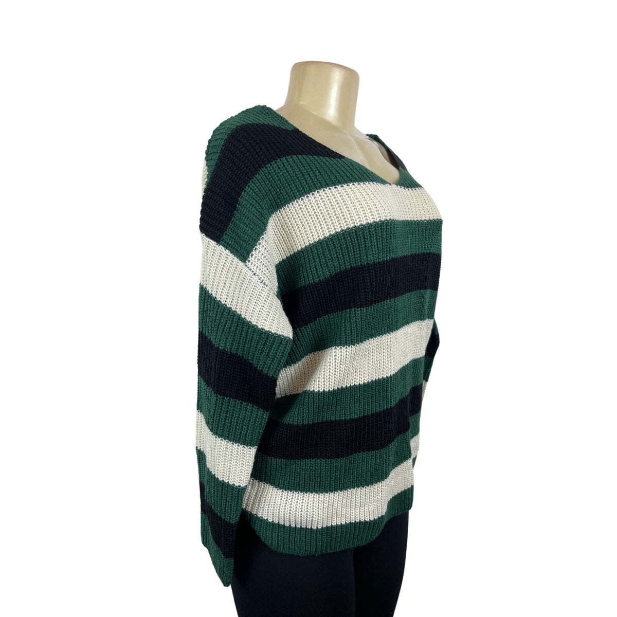 Miracle Women's Green, Beige & Black Knotted Back Pullover Sweatshirt Sz M/L