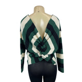 Miracle Women's Green, Beige & Black Knotted Back Pullover Sweatshirt Sz M/L