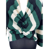 Miracle Women's Green, Beige & Black Knotted Back Pullover Sweatshirt Sz M/L