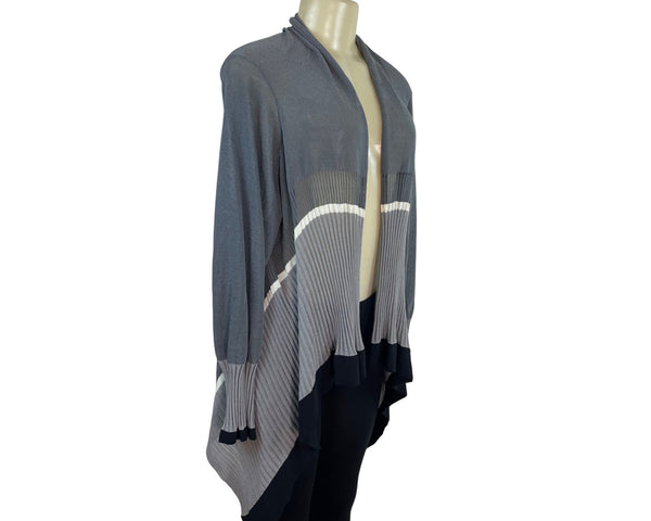 Babette Women's Gray Open Front Asymmetrical Long Cardigan Sz L