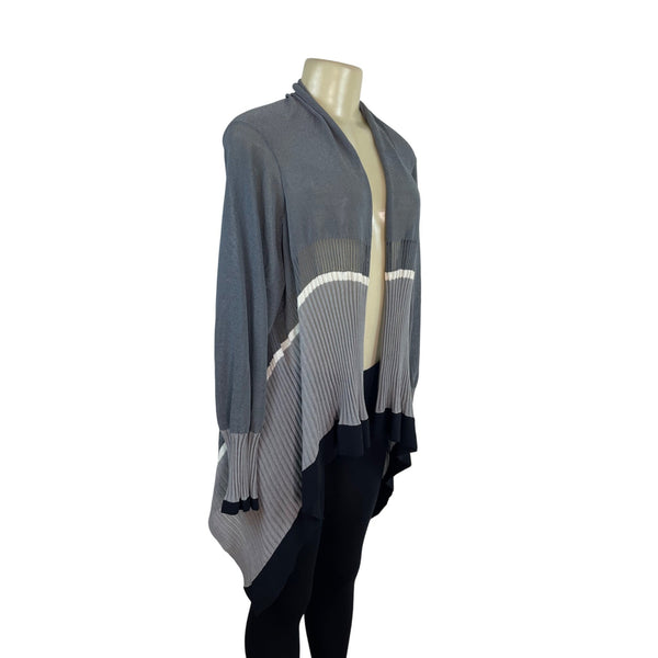 Babette Women's Gray Open Front Asymmetrical Long Cardigan Sz L