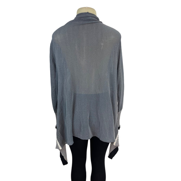Babette Women's Gray Open Front Asymmetrical Long Cardigan Sz L