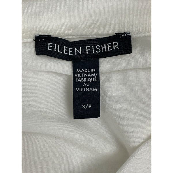 Eileen Fisher White Mock Neck Short Sleeve Top Womens Relaxed Fit Size S/P