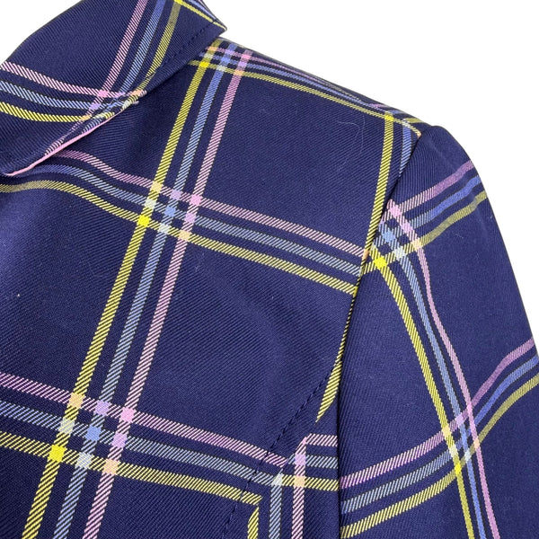 Talbots Womens Navy Plaid Polyester Button-Up Coat Petite Classic Collar Sz XL