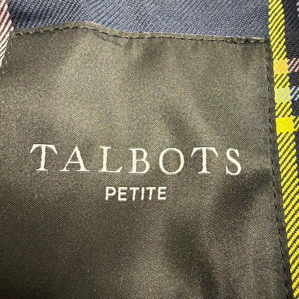 Talbots Womens Navy Plaid Polyester Button-Up Coat Petite Classic Collar Sz XL