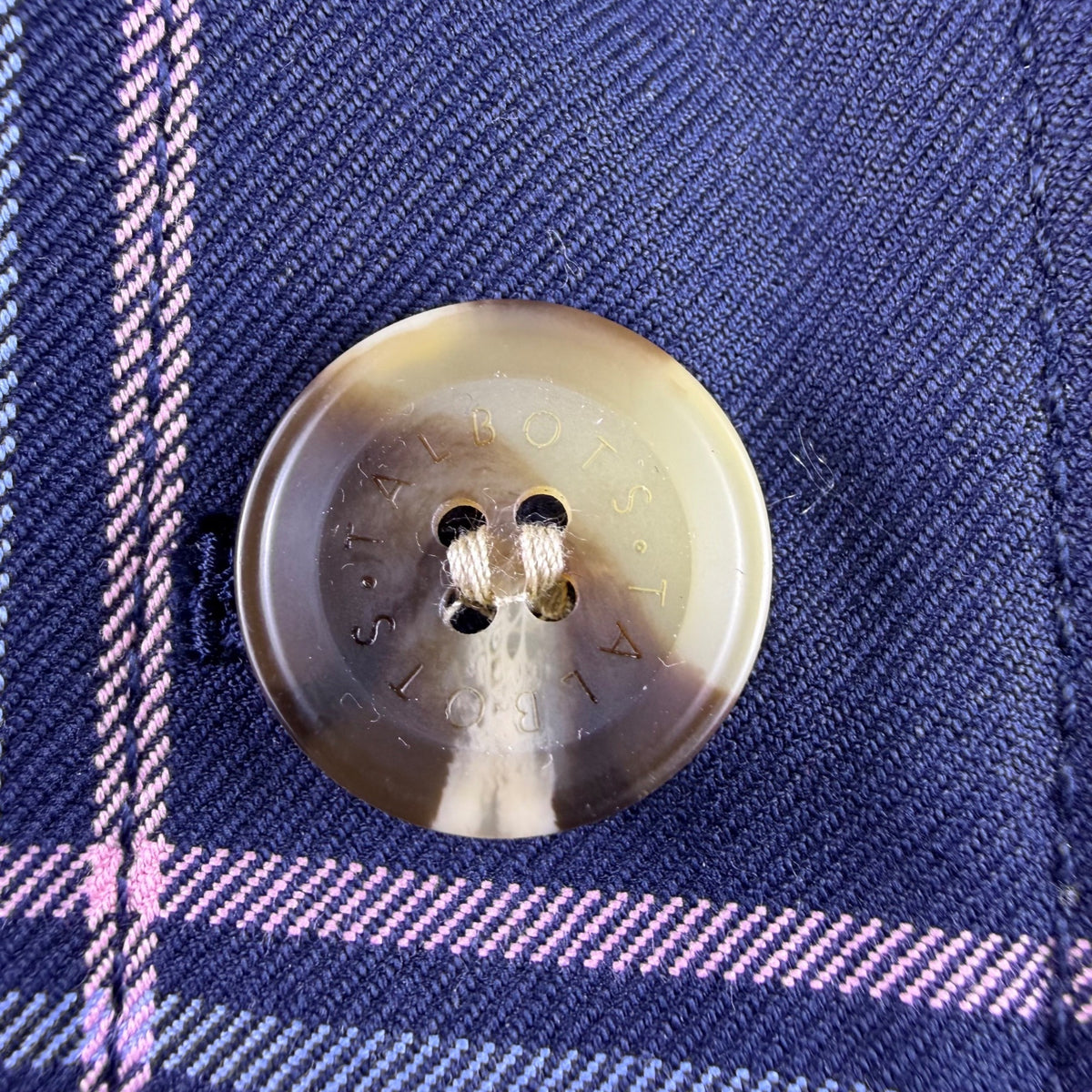 Talbots Womens Navy Plaid Polyester Button-Up Coat Petite Classic Collar Sz XL