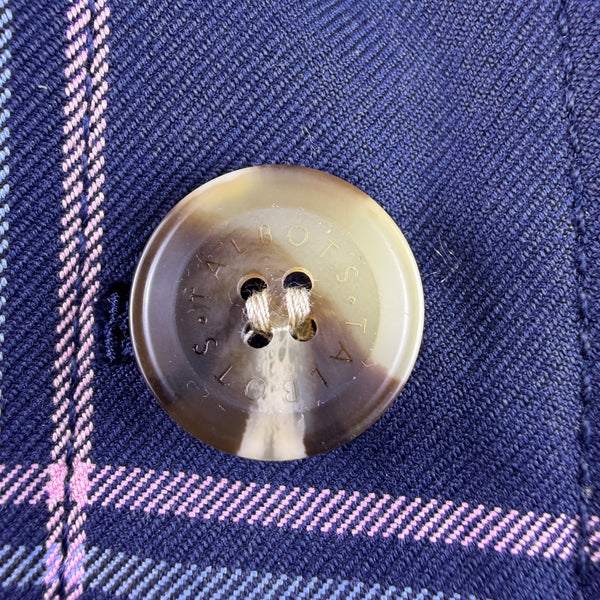 Talbots Womens Navy Plaid Polyester Button-Up Coat Petite Classic Collar Sz XL