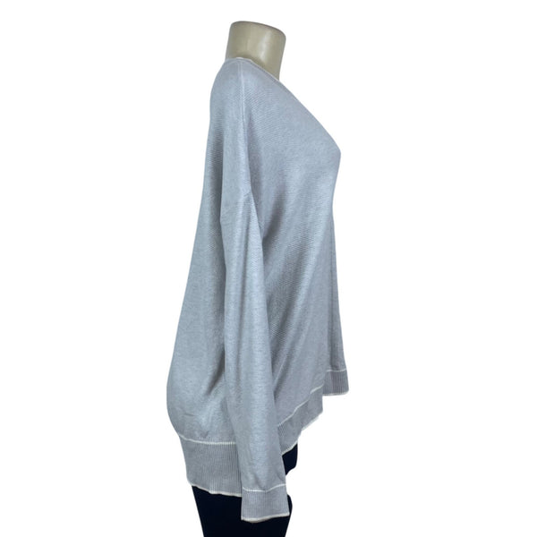 Cyrus Womens Gray Knit Ribbed Hem Pullover Sweater Large