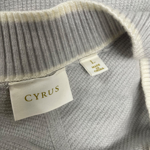 Cyrus Womens Gray Knit Ribbed Hem Pullover Sweater Large
