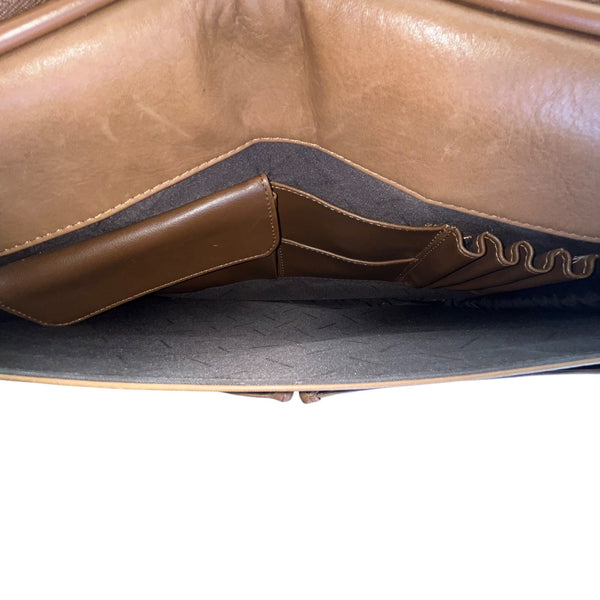 Vintage Samsonite Brown Leather Adjustable Shoulder Strap & Top Handle Messenger Bag