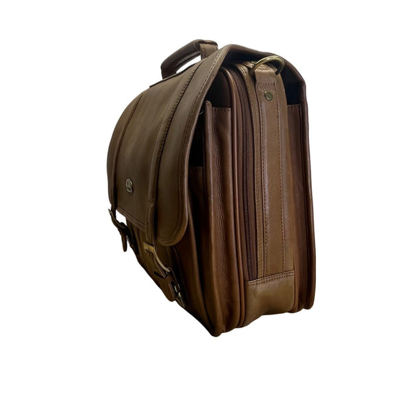 Vintage Samsonite Brown Leather Adjustable Shoulder Strap & Top Handle Messenger Bag