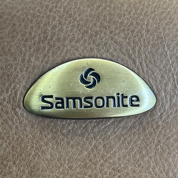 Vintage Samsonite Brown Leather Adjustable Shoulder Strap & Top Handle Messenger Bag