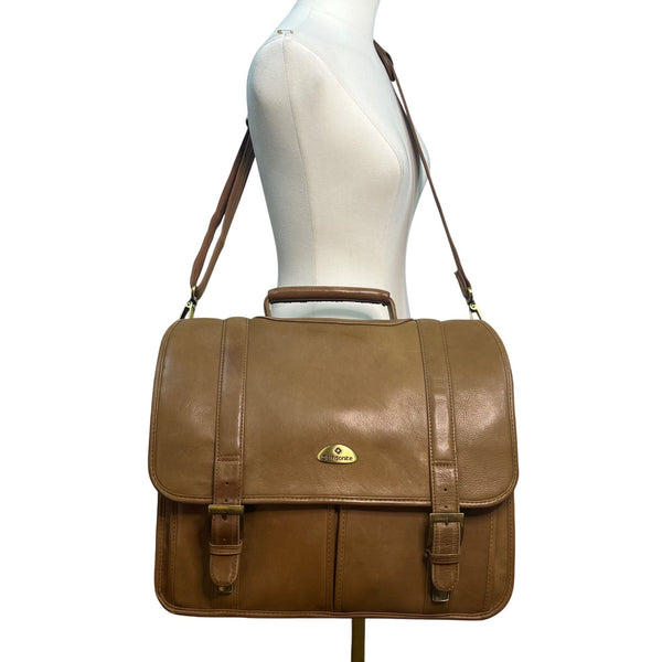 Vintage Samsonite Brown Leather Adjustable Shoulder Strap & Top Handle Messenger Bag