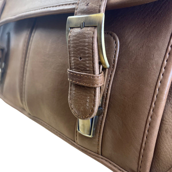 Vintage Samsonite Brown Leather Adjustable Shoulder Strap & Top Handle Messenger Bag