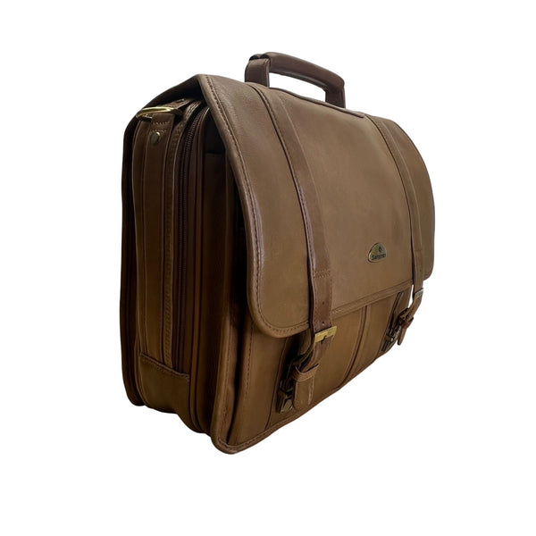Vintage Samsonite Brown Leather Adjustable Shoulder Strap & Top Handle Messenger Bag