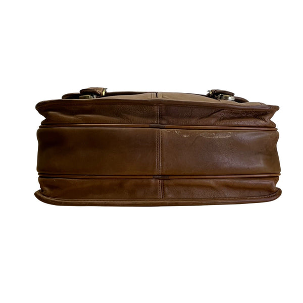 Vintage Samsonite Brown Leather Adjustable Shoulder Strap & Top Handle Messenger Bag