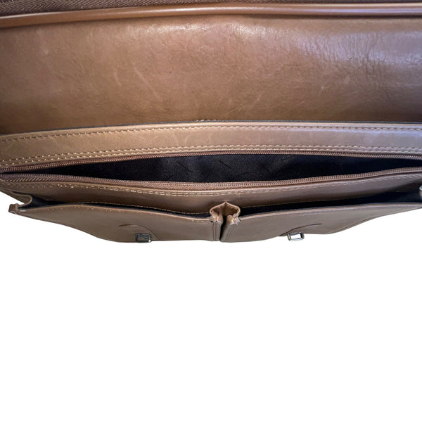 Vintage Samsonite Brown Leather Adjustable Shoulder Strap & Top Handle Messenger Bag