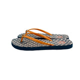 Tory Burch Women's White And Blue Sandals with Iconic Logo Sz S