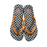 Tory Burch Women's White And Blue Sandals with Iconic Logo Sz S
