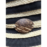 Women's Panama Jack Black & Beige Striped Wide Brim Sun Hat Coconut Shell