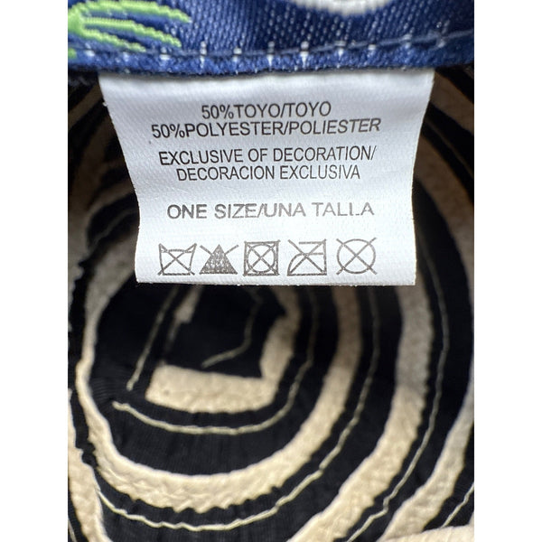 Women's Panama Jack Black & Beige Striped Wide Brim Sun Hat Coconut Shell