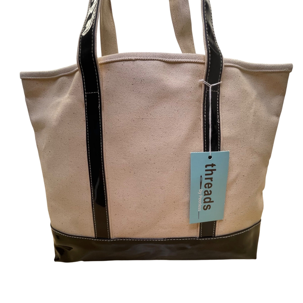 Threads Women’s Beige/Black Canvas & Glossy Vinyl With WOW Wives Logo Tote Bag