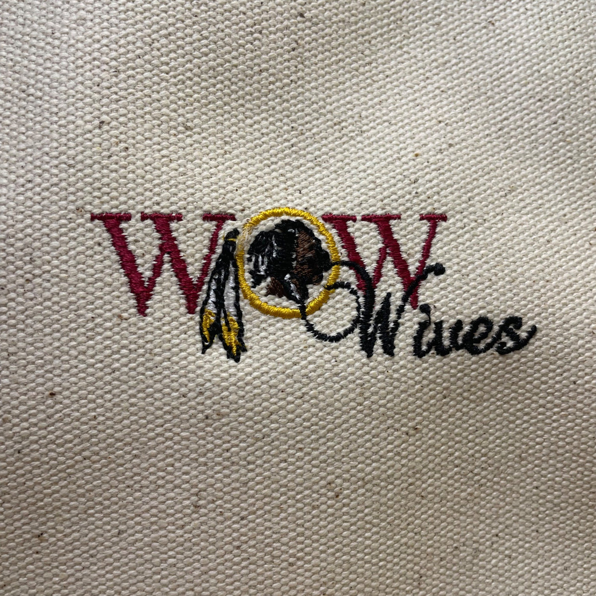 Threads Women’s Beige/Black Canvas & Glossy Vinyl With WOW Wives Logo Tote Bag