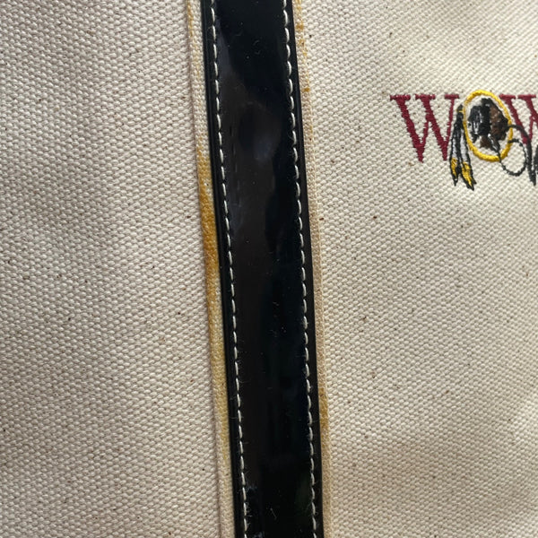 Threads Women’s Beige/Black Canvas & Glossy Vinyl With WOW Wives Logo Tote Bag