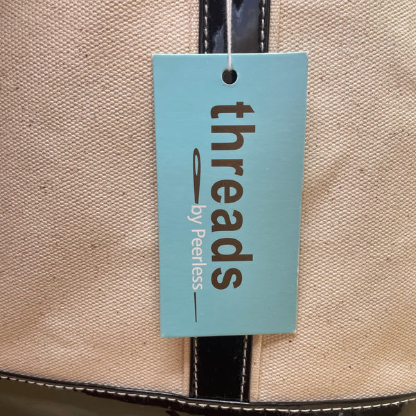 Threads Women’s Beige/Black Canvas & Glossy Vinyl With WOW Wives Logo Tote Bag