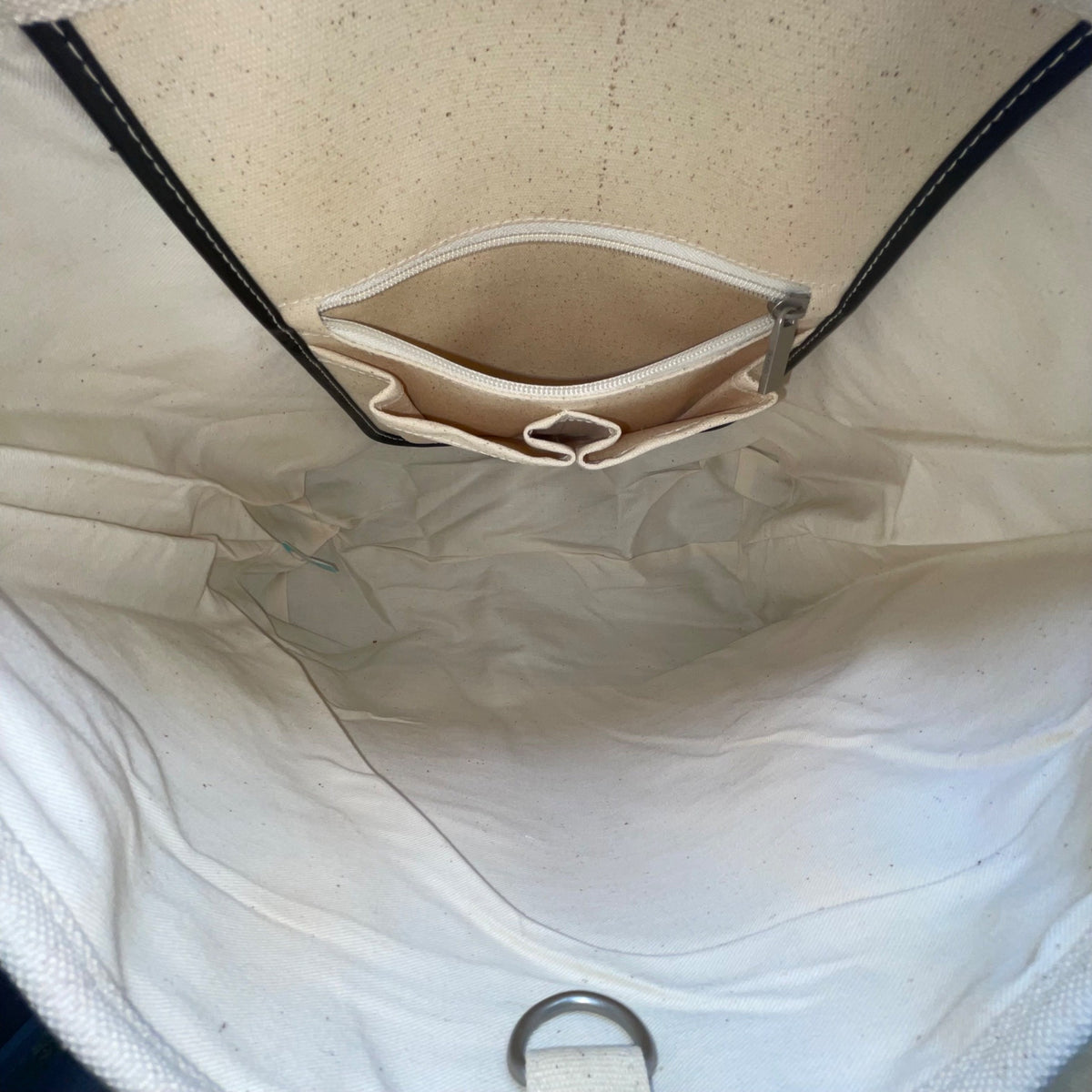 Threads Women’s Beige/Black Canvas & Glossy Vinyl With WOW Wives Logo Tote Bag