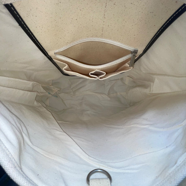 Threads Women’s Beige/Black Canvas & Glossy Vinyl With WOW Wives Logo Tote Bag