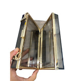 Clear Acrylic Gold Chain Handle Evening Clutch Bag Rectangular Shape Lightweight Elegant Design