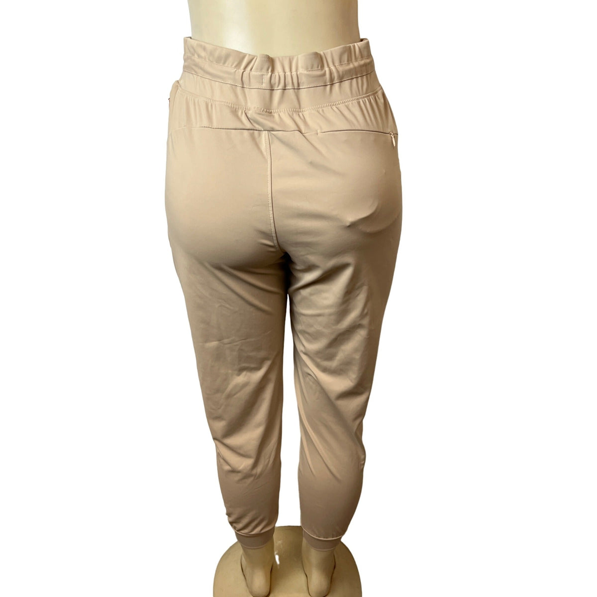 Womens Beige Jogger Pants Stretchy Drawstring Waist Size M