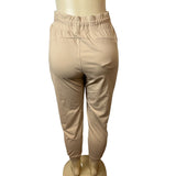 Womens Beige Jogger Pants Stretchy Drawstring Waist Size M