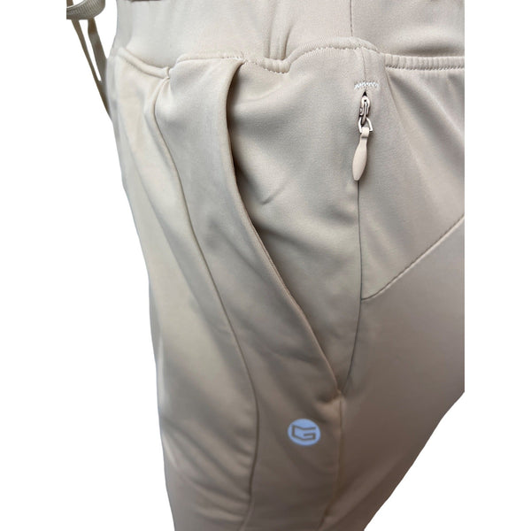 Womens Beige Jogger Pants Stretchy Drawstring Waist Size M