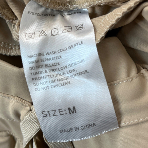 Womens Beige Jogger Pants Stretchy Drawstring Waist Size M